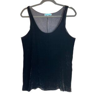 VTG Silver Charm Sz Medium Sleeveless Top Cami Silk Bl Black Brown Velvet Y2K